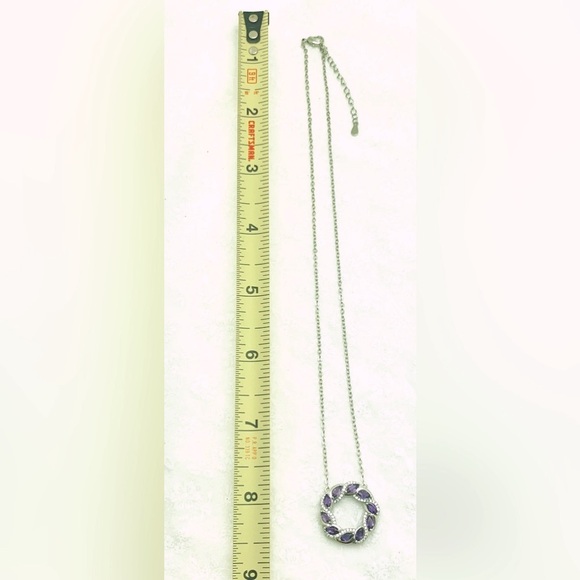 Amethyst & Sterling Silver Circle Necklace With Lobster Clasp &  2” ext - Picture 9 of 12